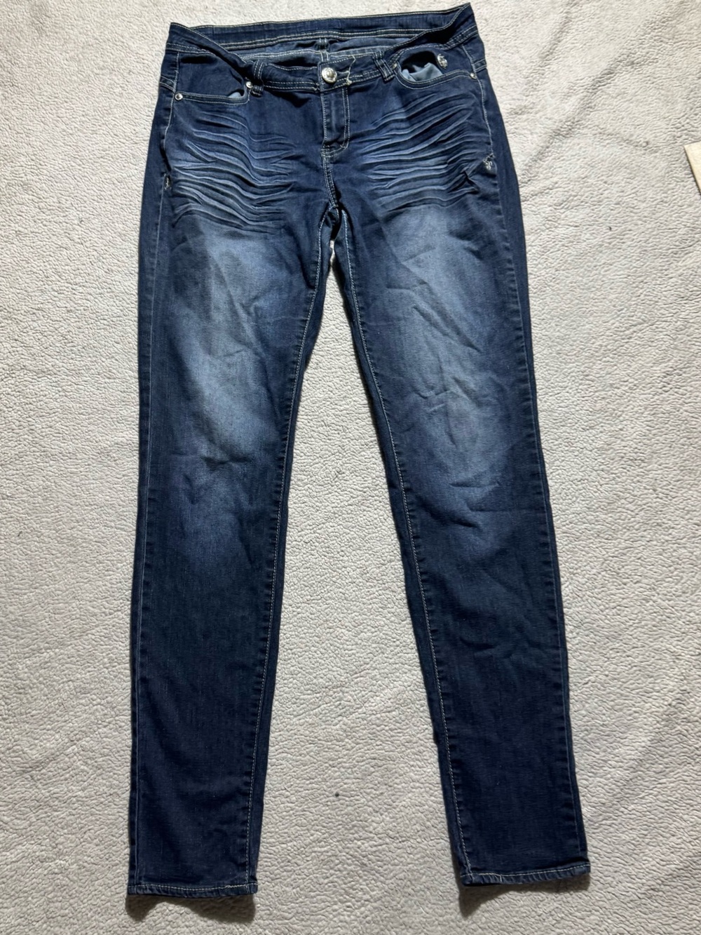 Apple bottom Jeans Womens *32* Blue Denim Low Rise Dark Wash Apple Pocket 32x32